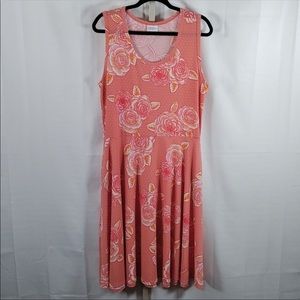 11118 LuLaRoe peach floral print sleeveless dress XL